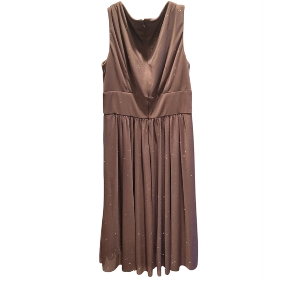Jessica Howard Taupe Sleeveless High Wasted Midi Length Flowy Glitter Dress Sz 8 - Picture 3 of 8